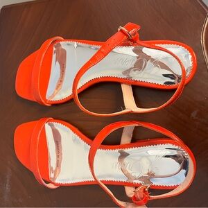 J. Crew patent leather classic strap sandal, size 7, color Guarana (red-orange)